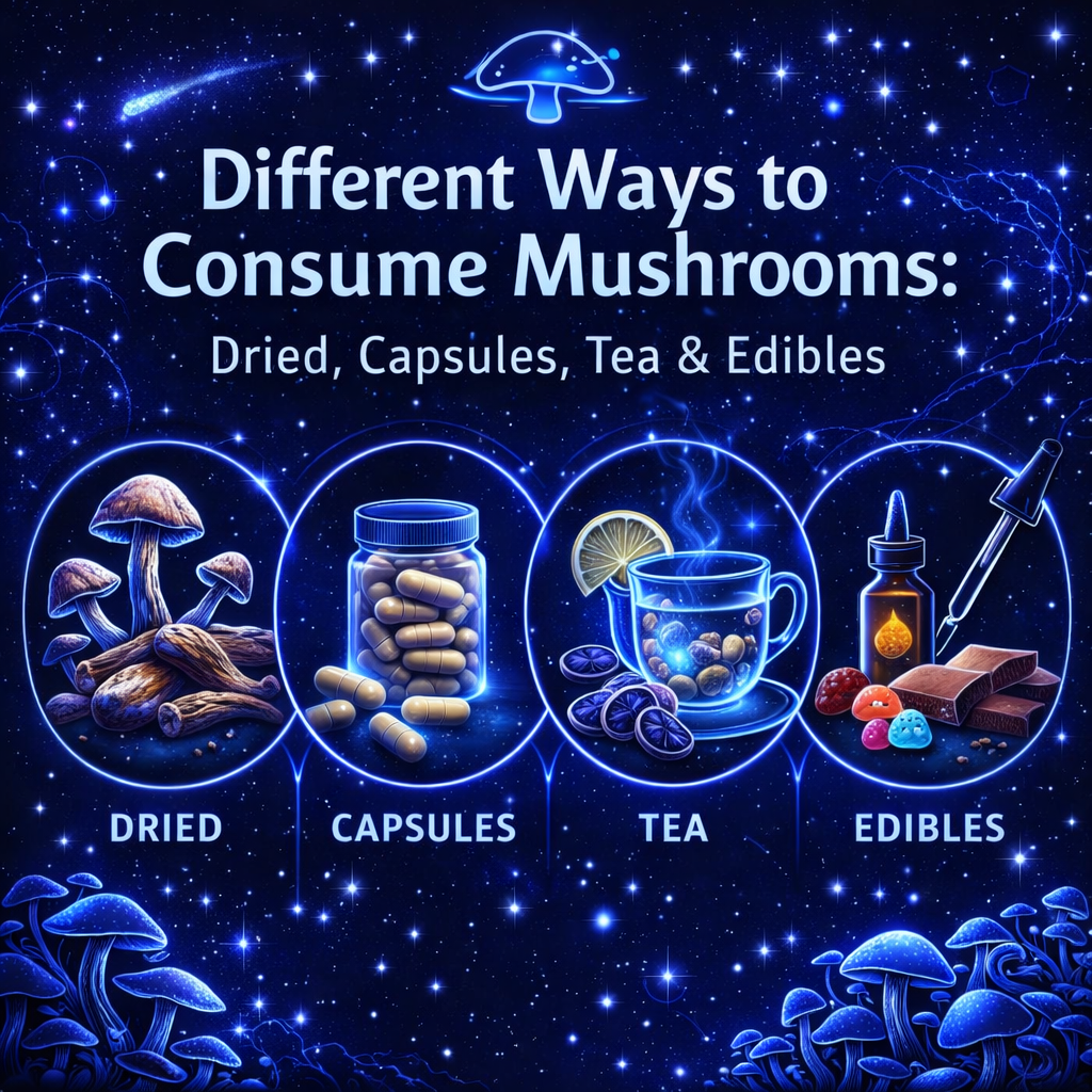 Different Ways to Consume Mushrooms: Dried, Capsules, Tea & Edibles
